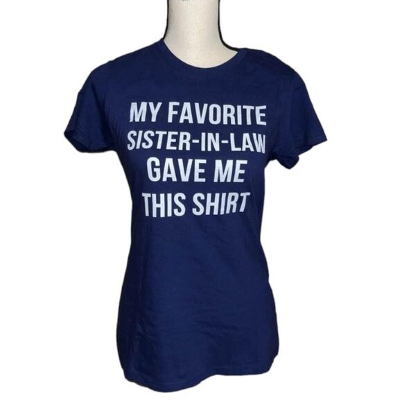 Port & Co Ring  My Favorite Sister In-Law Gifting Tee 100% Cotton in Navy  S/P - Picture 3 of 8